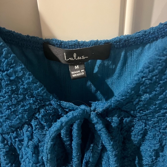 Lulus Blue Textured Women Top - Picture 3 of 3